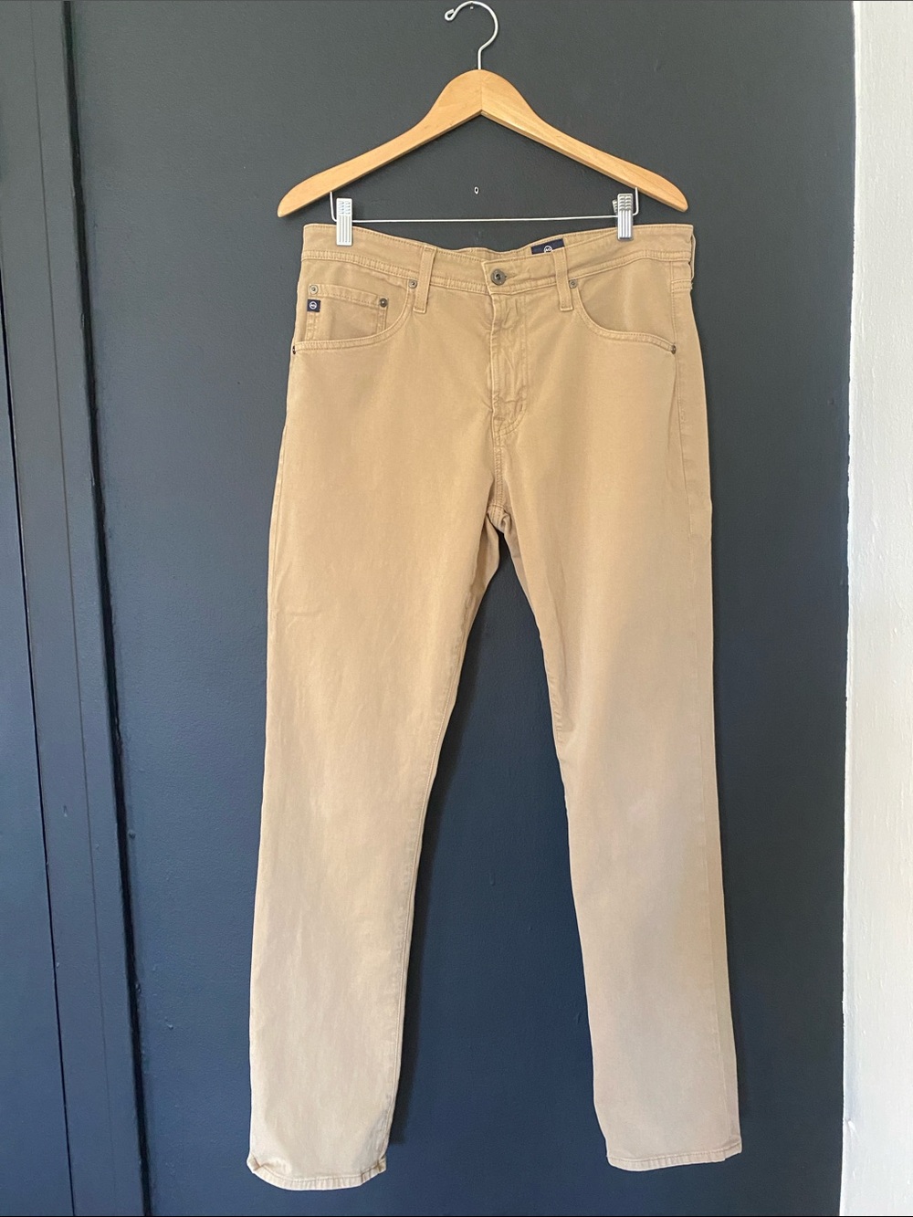 AG Adriano Goldschmied Everett Jeans Men’s 34x32 Beige Slim Straight Stretch